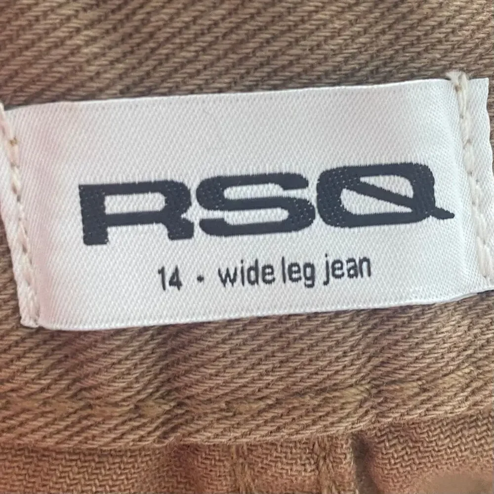 NEW RSQ Junior's Wide Leg Jeans Brown Size 14 Junior Ripped Knee Boho Trendy